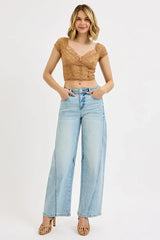 RISEN Full Size Mid Rise Fit Barrel Jeans Plus Size - Trendsi - Flyclothing LLC