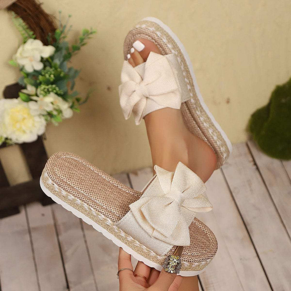 Bow Open Toe Platform Sandals - Trendsi - Flyclothing LLC