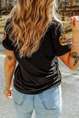 Sequin Pumpkin Round Neck Short Sleeve T-Shirt - Trendsi - Flyclothing LLC