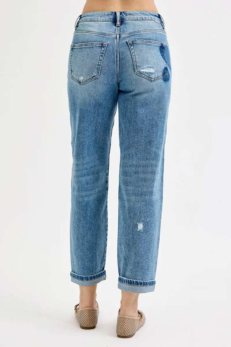 RISEN Full Size Mid Rise Fit-boyfriend Heart Shade Jeans Plus Size - Trendsi - Flyclothing LLC