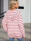 Drawstring Striped Long Sleeve Hoodie - Trendsi - Flyclothing LLC