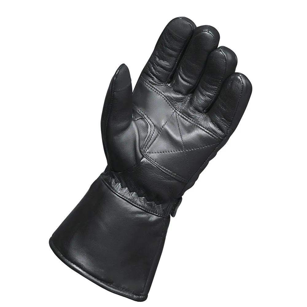 Mens Gauntlet Leather Gloves with Rain Cover - Unik Just for Bikers - Flyclothing LLC