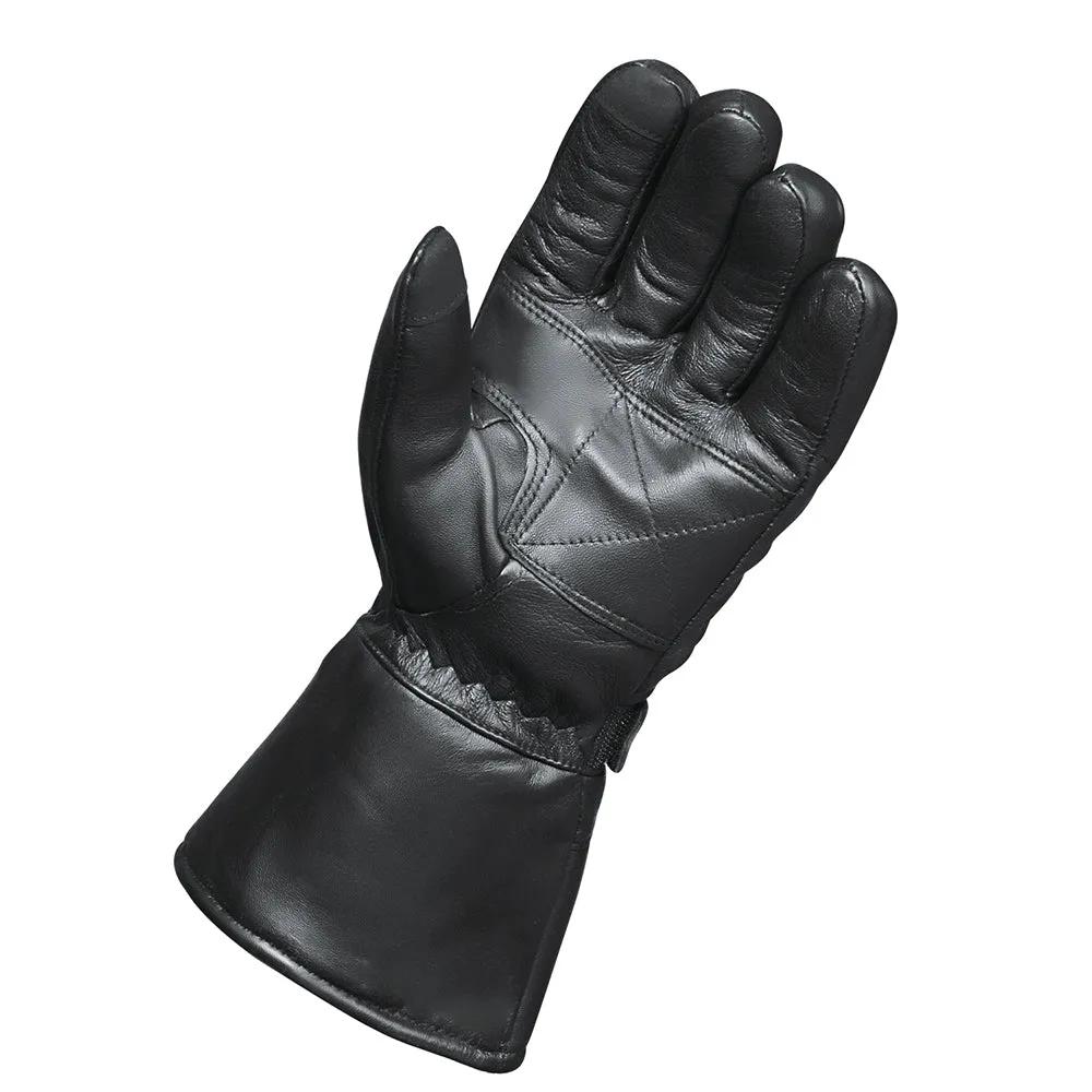 Mens Gauntlet Leather Gloves with Rain Cover - Unik Just for Bikers - Flyclothing LLC
