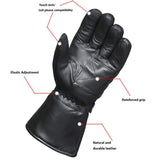 Mens Gauntlet Leather Gloves with Rain Cover - Unik Just for Bikers - Flyclothing LLC