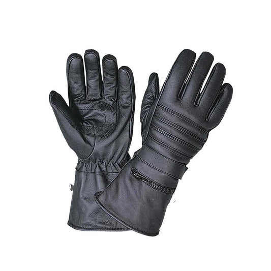 Mens Gauntlet Leather Gloves with Rain Cover
