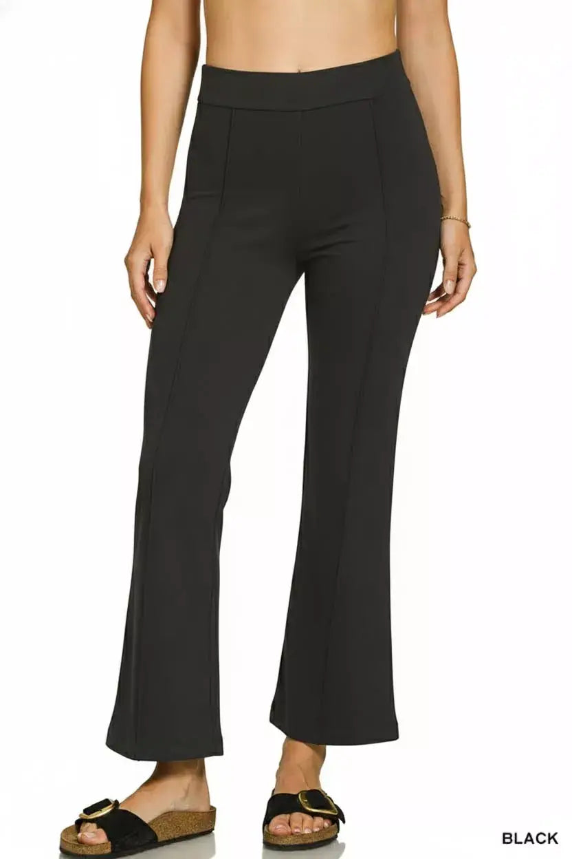 Zenana Heavy Ponte Elastic Waistband Pintuck Pants - Trendsi - Flyclothing LLC