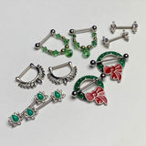 14G 9/16 Holiday Red Bow Wreath Nipple Shield Set - BodyCandy - Flyclothing LLC