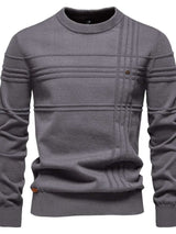 Men's Round Neck Striped Sweater - Trendsi - Flyclothing LLC