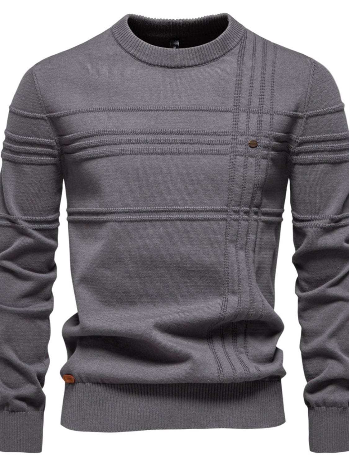 Men's Round Neck Striped Sweater - Trendsi - Flyclothing LLC