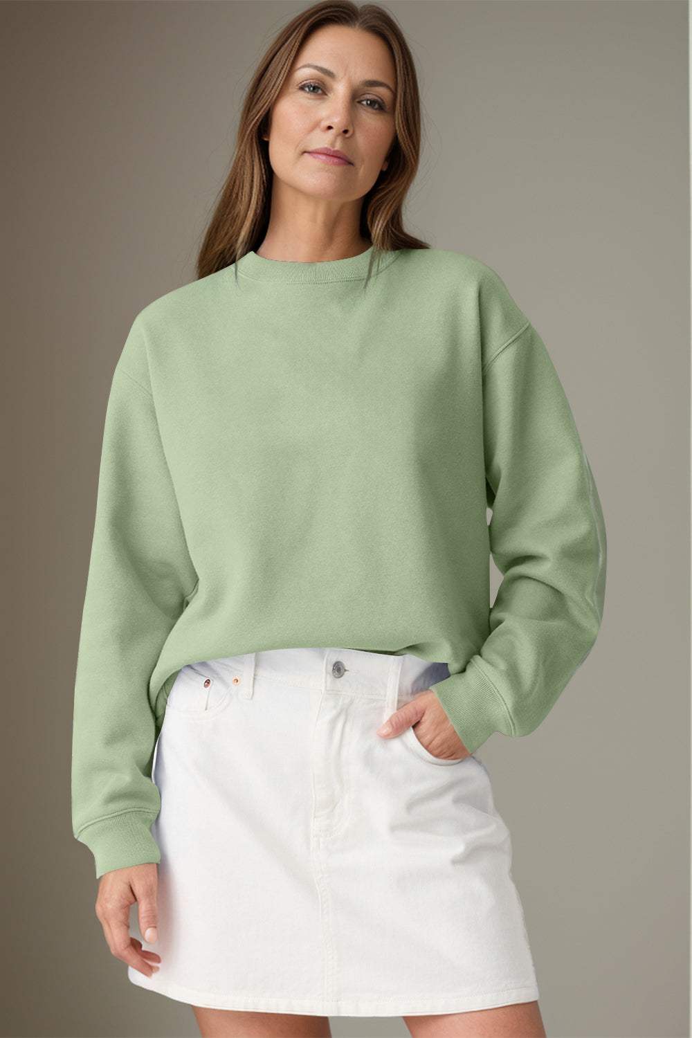 Round Neck Long Sleeve Sweatshirt - Trendsi - Flyclothing LLC