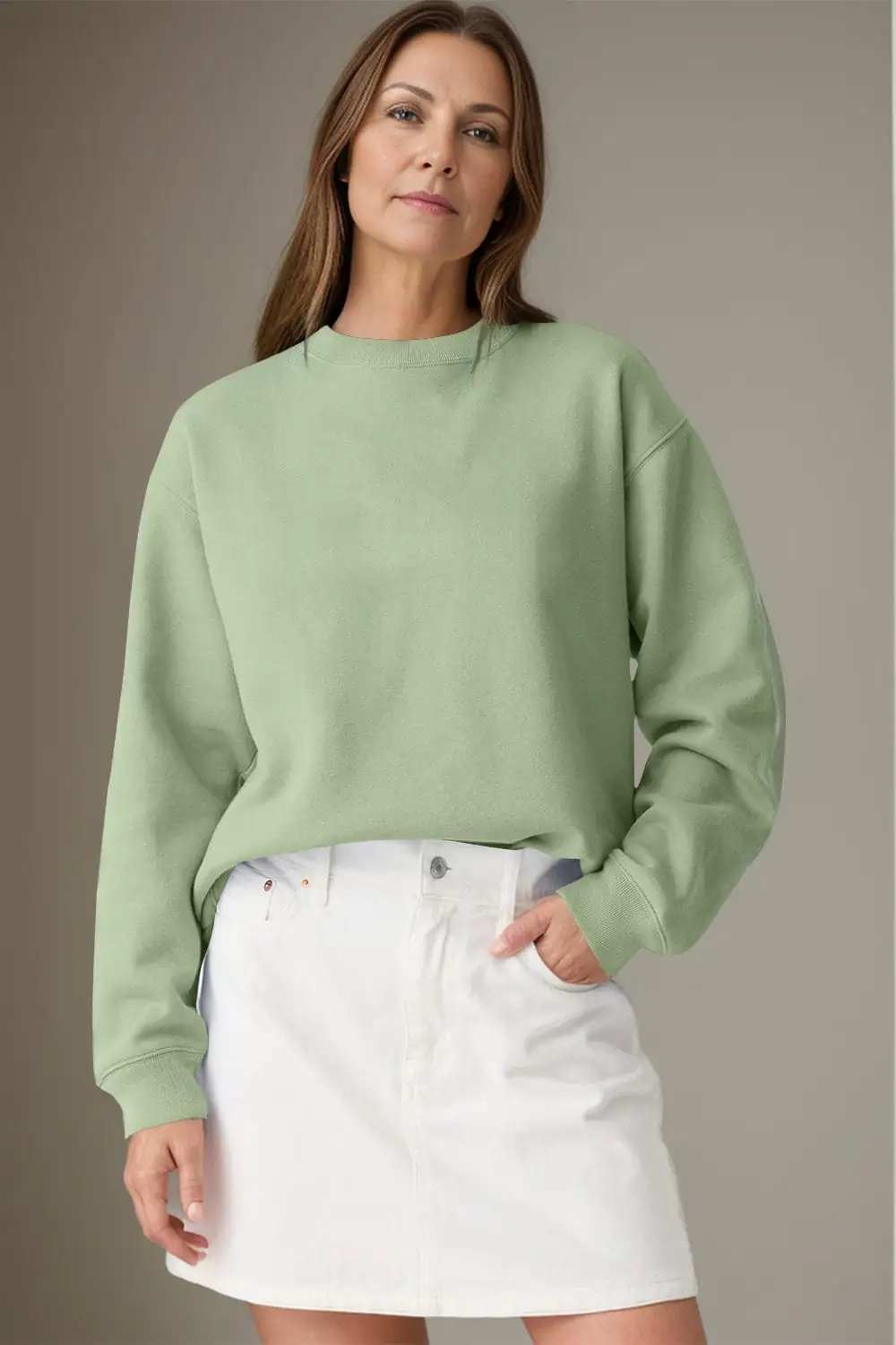 Round Neck Long Sleeve Sweatshirt - Trendsi - Flyclothing LLC