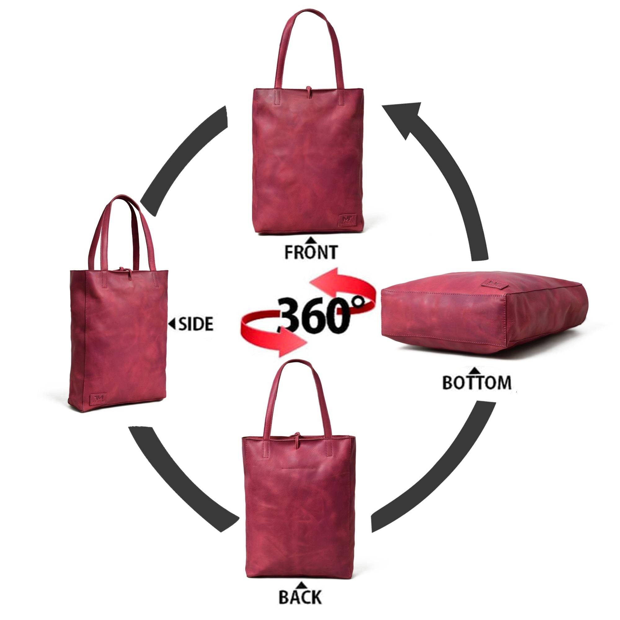 Maroon Leather Tote Bag - Classy Leather Bags - Flyclothing LLC