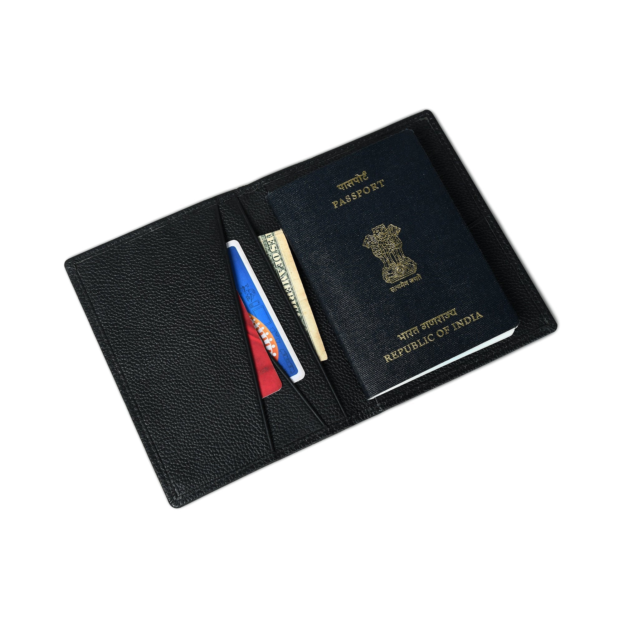 Front Pocket Black Passport Holder - Classy Leather Bags - Flyclothing LLC