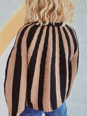 Contrast Stripes Button Down Long Sleeve Cardigan - Trendsi