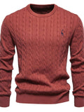 Men's Cable-Knit Round Neck Long Sleeve Sweater - Trendsi - Flyclothing LLC