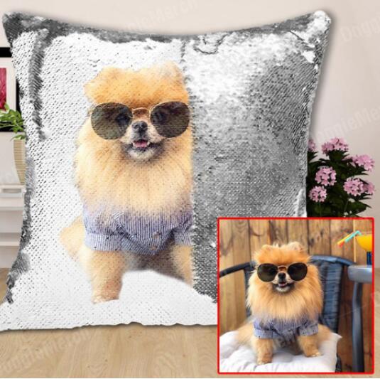 Custom Photo Cushion Cover Diy Personalized Sequin Luminous Pillowcase Room Decoration Baby Wedding Pet Photos Printed - My Store - Flyclothing LLC
