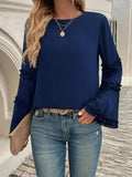 Devine Frill Round Neck Long Sleeve Top - Trendsi - Flyclothing LLC