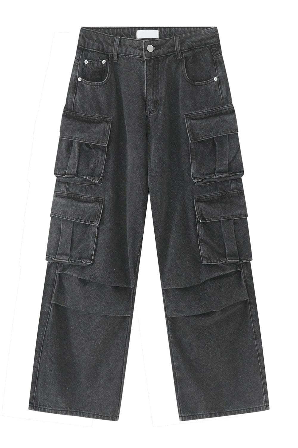 Men's Multi-Pocket Pleated Cargo Jeans - Trendsi - Flyclothing LLC