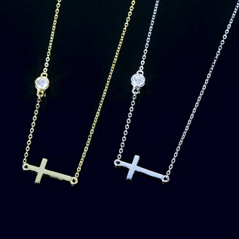 Cross 925 Sterling Silver Moissanite Necklace - Trendsi - Flyclothing LLC