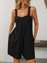 Mandy Sweetheart Neck Wide Strap Romper with Pockets - Trendsi - Flyclothing LLC