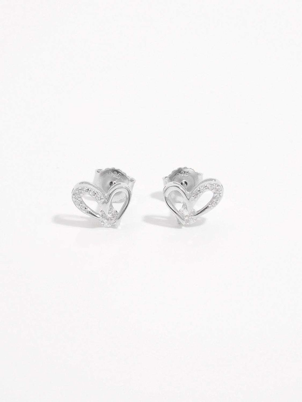 925 Sterling Silver Inlaid Zircon Heart Earrings - Trendsi - Flyclothing LLC