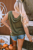 Drawstring Stripe Half Zip Long Sleeve Hoodie - Trendsi - Flyclothing LLC