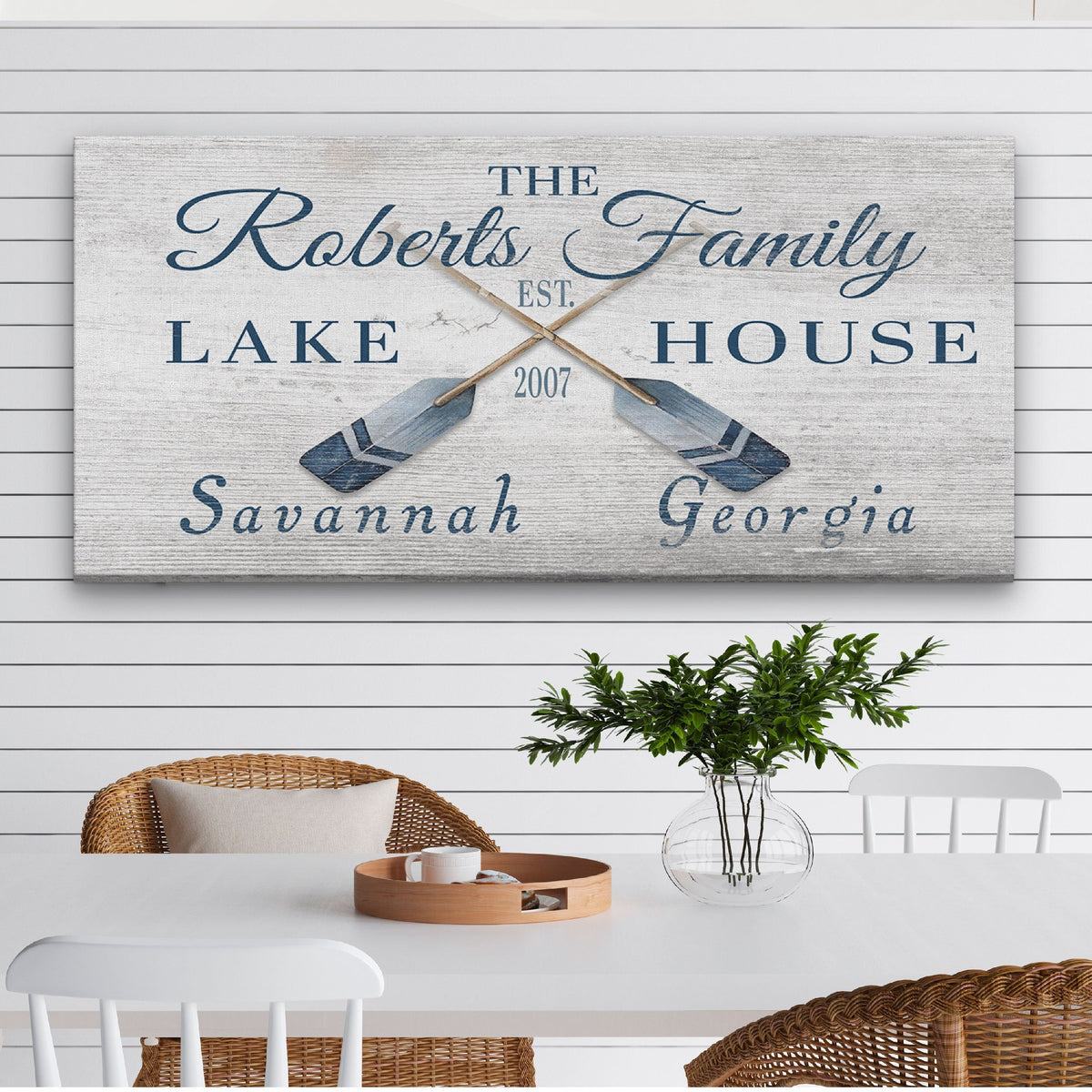 Longitude Latitude Personalized Coordinates Sign, With, Rustic Oars Paddles - Off The Square Designs - Flyclothing LLC