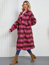 Contrast Double-Breasted Long Sleeve Longline Coat - Trendsi - Flyclothing LLC