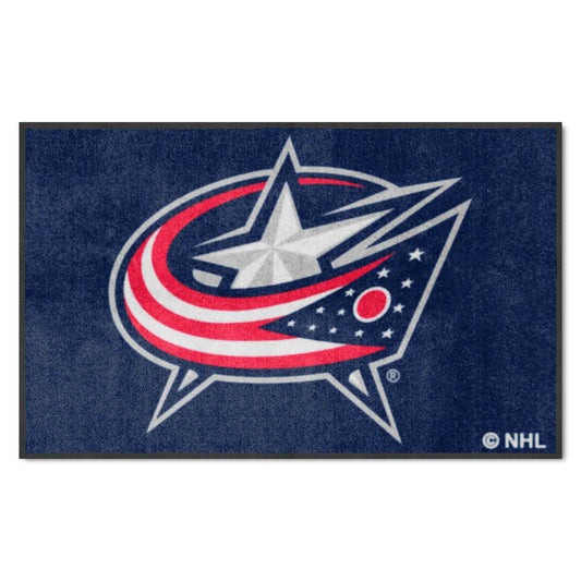 Columbus Blue Jackets 4X6 High-Traffic Mat with Durable Rubber Backing - Landscape Orientation - Columbus Blue Jackets