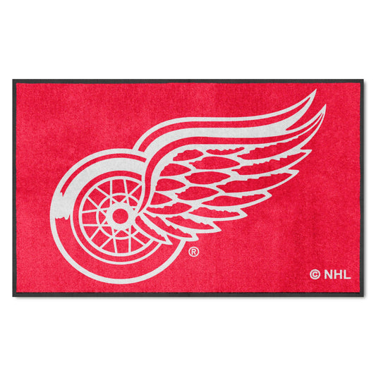 Detroit Red Wings 4X6 High-Traffic Mat with Durable Rubber Backing - Landscape Orientation - Detroit Red Wings