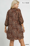 Umgee Full Size Leopard Print Mini Dress with Contrast Trim Plus Size - Trendsi - Flyclothing LLC