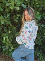 Eyes Without a Face Butterfly Button Up Blouse - Lil Bee's Bohemian - Flyclothing LLC
