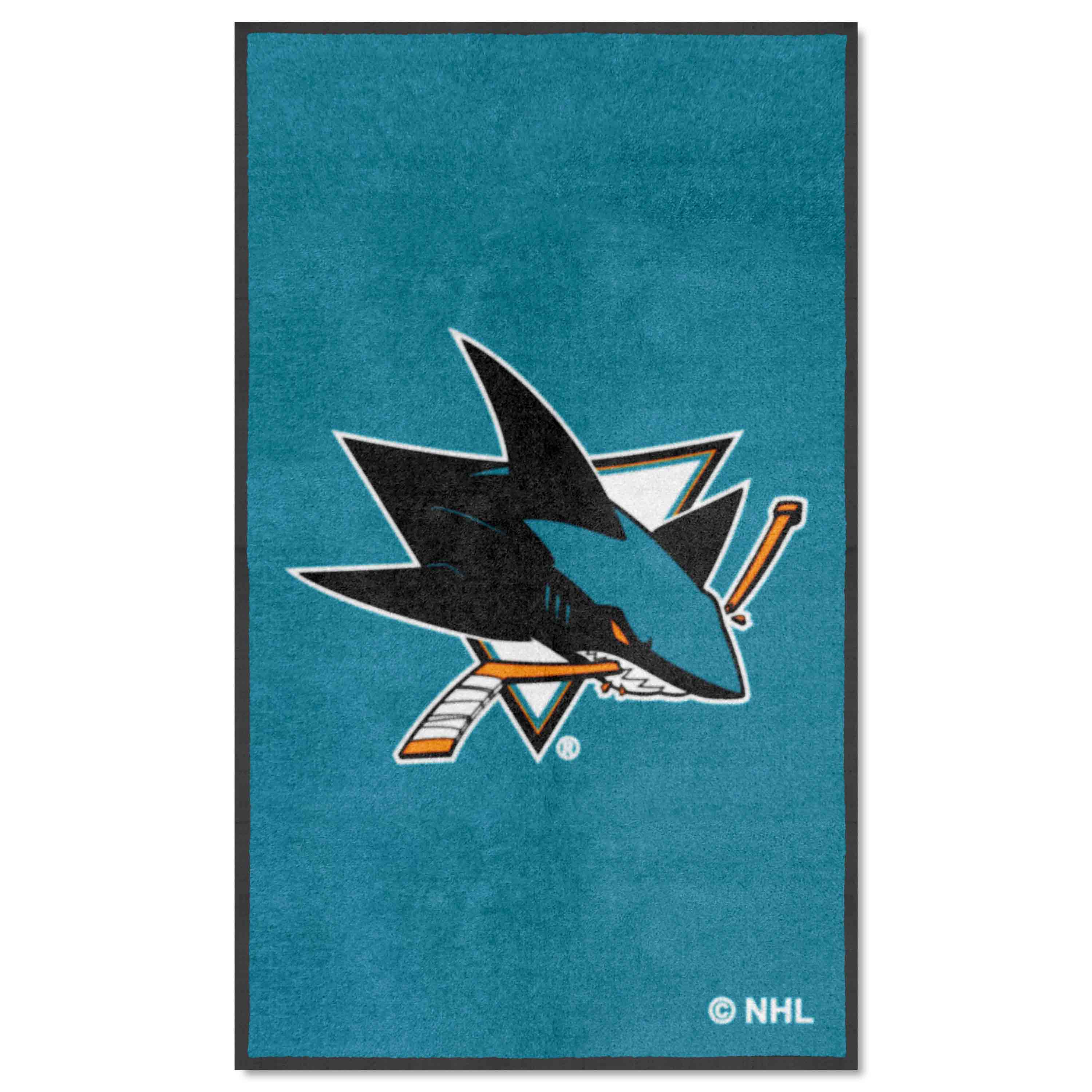 San Jose Sharks 3X5 High-Traffic Mat with Durable Rubber Backing - Portrait Orientation - San Jose Sharks