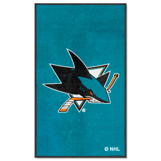 San Jose Sharks 3X5 High-Traffic Mat with Durable Rubber Backing - Portrait Orientation - San Jose Sharks