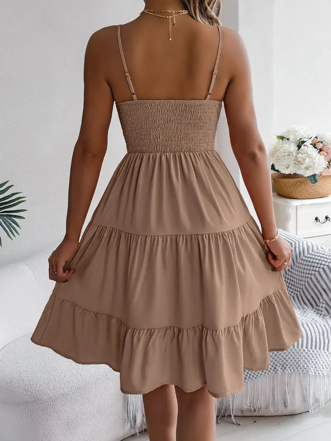Smocked Back Tiered Cami Dress - Trendsi - Flyclothing LLC