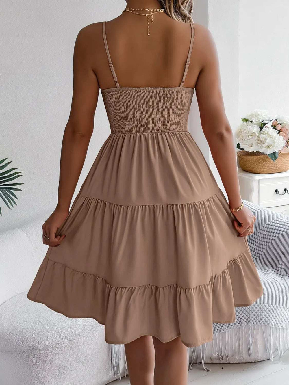 Smocked Back Tiered Cami Dress - Trendsi - Flyclothing LLC