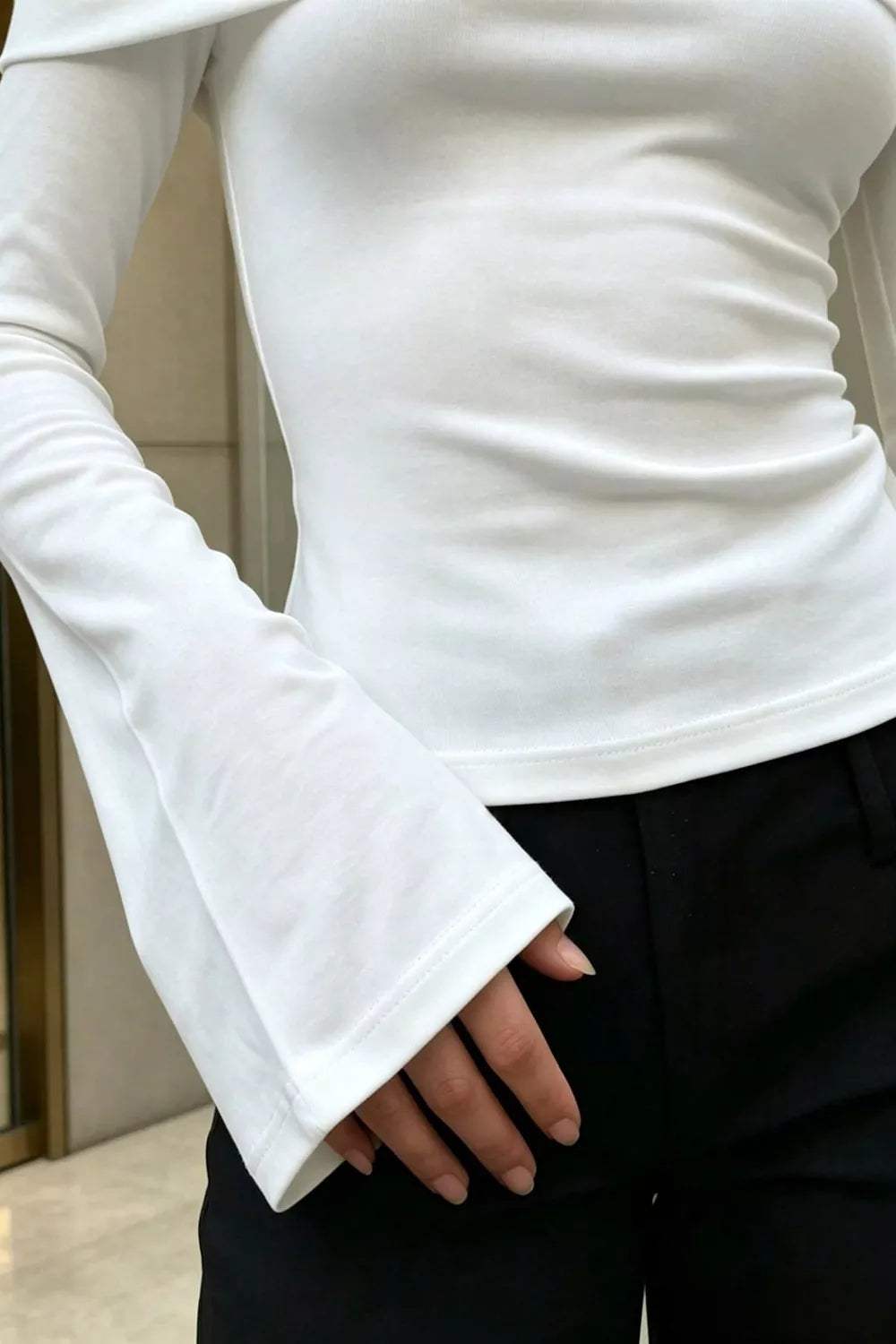 Off Shoulder Flare Sleeve Top - Trendsi - Flyclothing LLC