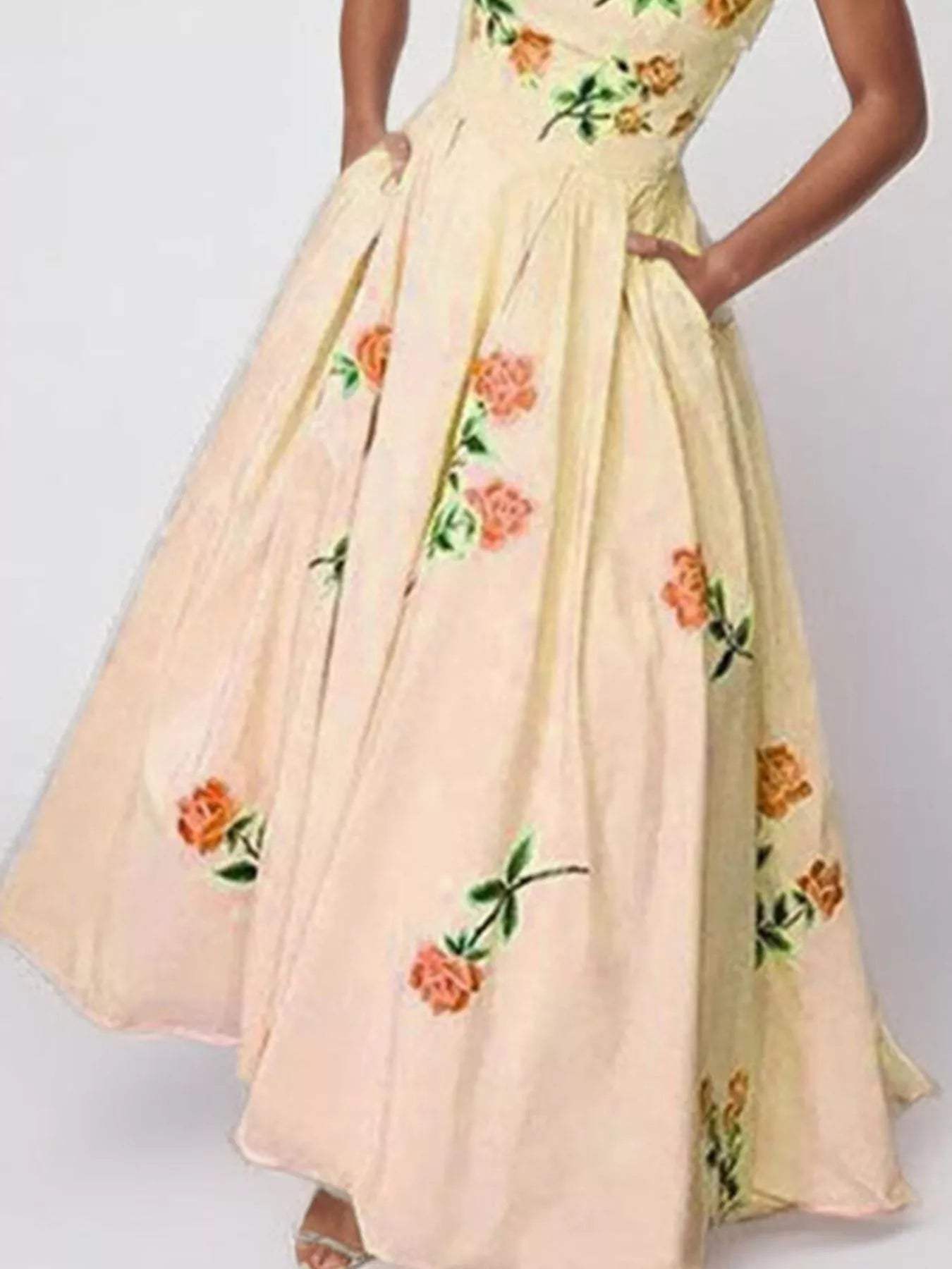 Floral Print Tube Maxi Dress - Trendsi - Flyclothing LLC