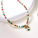 Christmas Themed Beaded Pendant Necklace - Trendsi - Flyclothing LLC