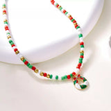 Christmas Themed Beaded Pendant Necklace - Trendsi - Flyclothing LLC