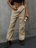 Pocketed Elastic Waist Pants - Trendsi