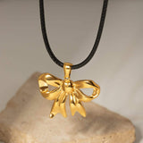 18K Gold-Plated Bow Pendant Necklace - Trendsi - Flyclothing LLC