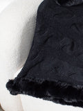 Fuzzy Hem Cable-Knit Poncho - Trendsi
