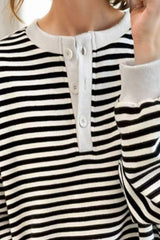Striped Dropped Shoulder Long Sleeve Sweatshirt - Trendsi - Flyclothing LLC