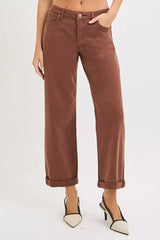 RISEN Full Size Tummy Control Mid Rise Ankle Barrel Baggy Plus Size - Trendsi - Flyclothing LLC