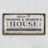 Grandma & Grandpas House Canvas Sign | Personalizable Grandparent Gift - Off The Square Designs - Flyclothing LLC