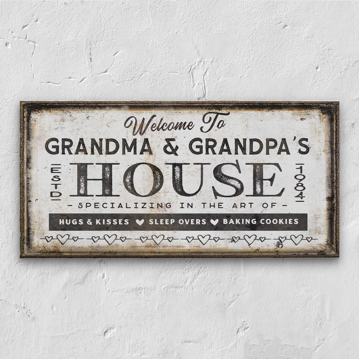 Grandma & Grandpas House Canvas Sign | Personalizable Grandparent Gift - Off The Square Designs - Flyclothing LLC
