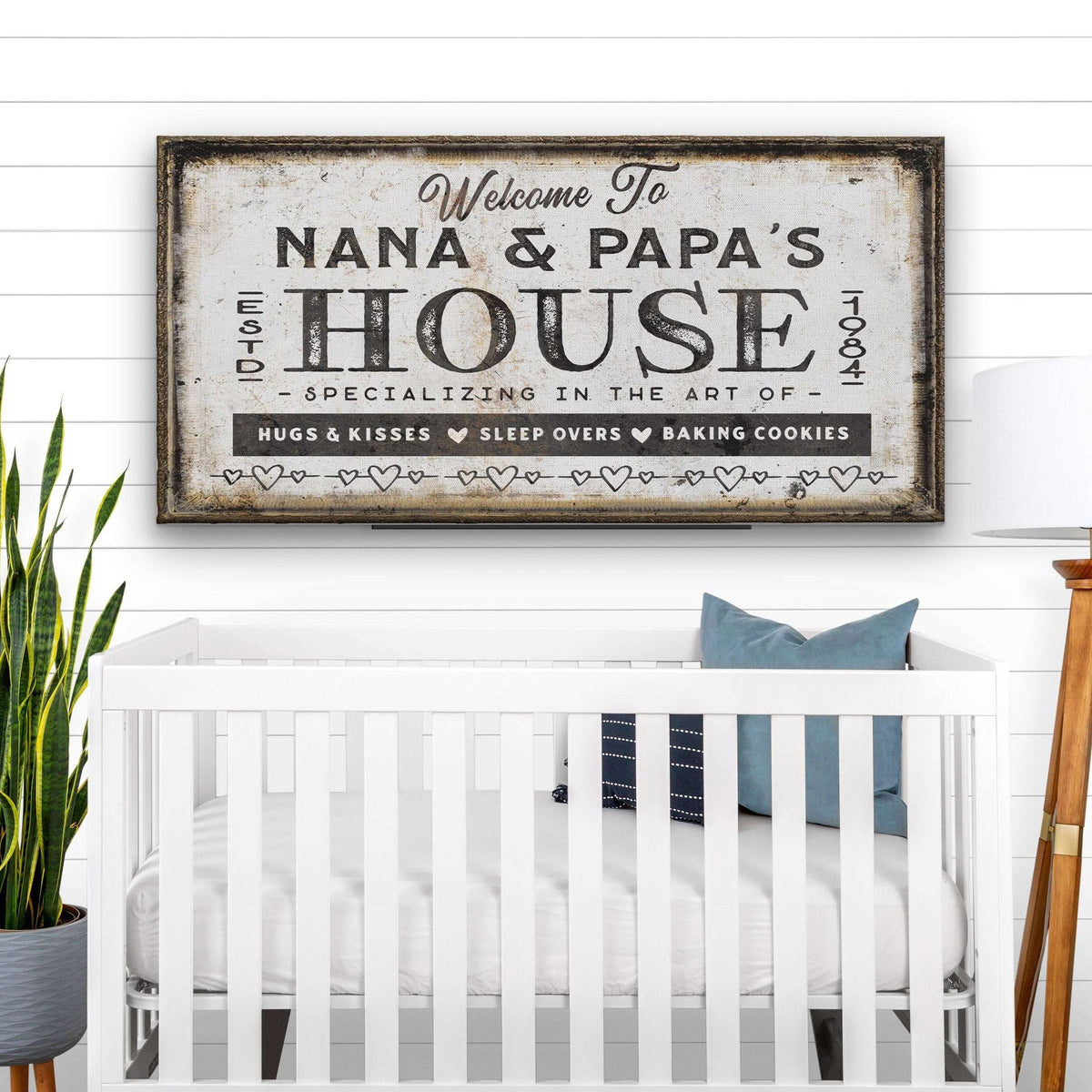 Grandma & Grandpas House Canvas Sign | Personalizable Grandparent Gift - Off The Square Designs - Flyclothing LLC