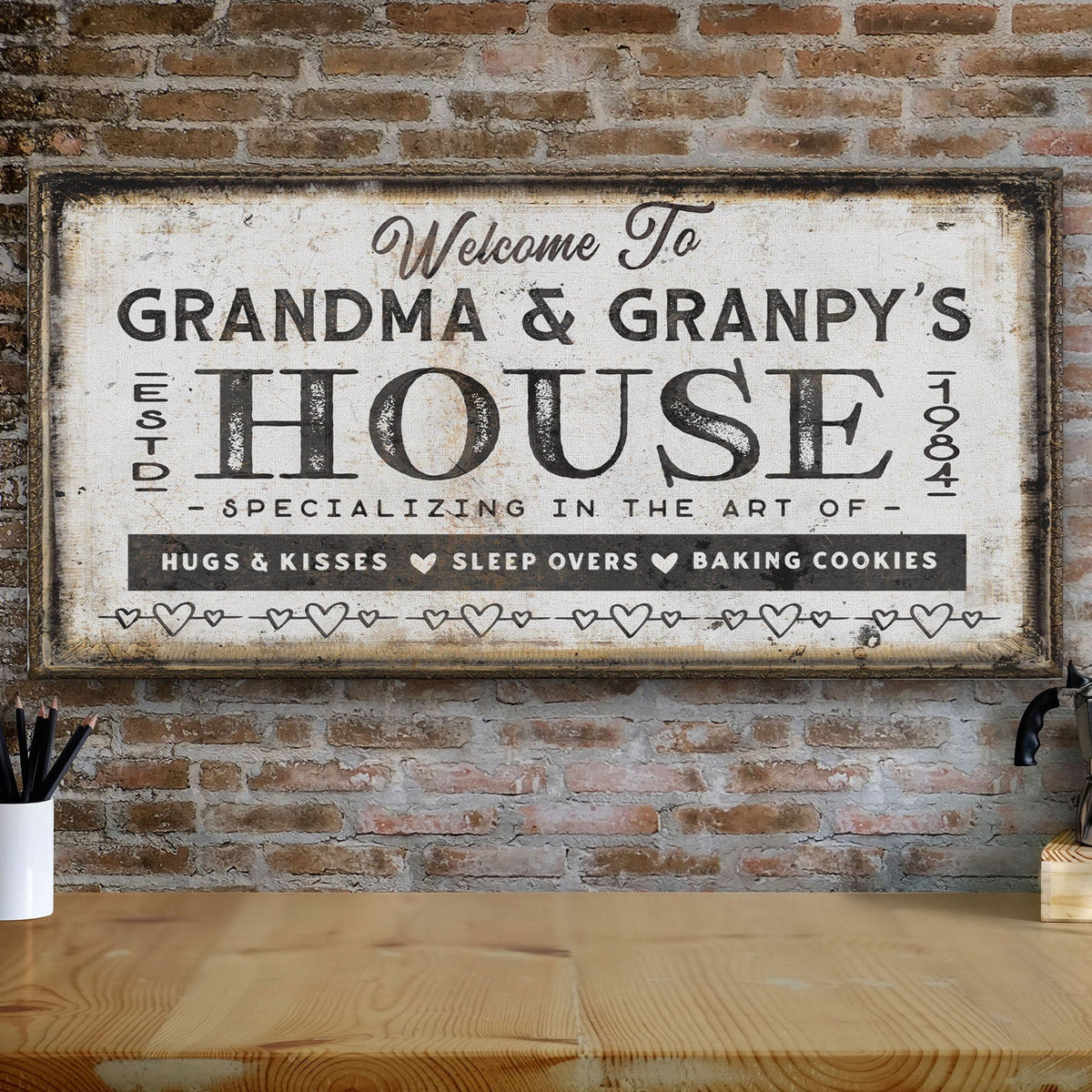 Grandma & Grandpas House Canvas Sign | Personalizable Grandparent Gift - Off The Square Designs - Flyclothing LLC