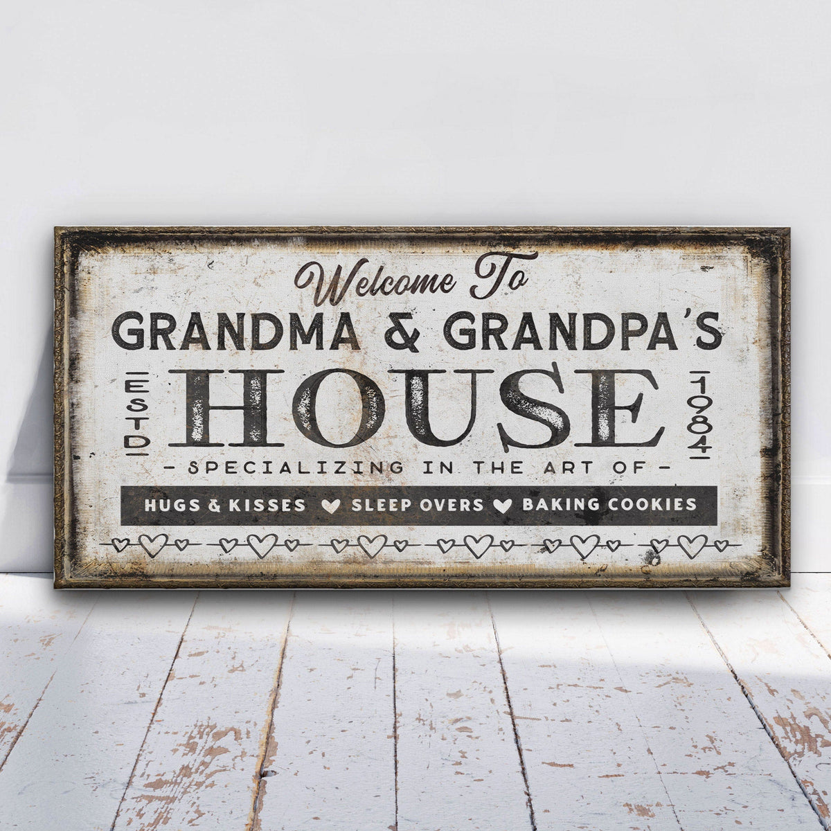 Grandma & Grandpas House Canvas Sign | Personalizable Grandparent Gift - Off The Square Designs - Flyclothing LLC